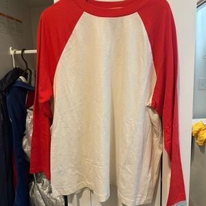 H&M Red and White Baseball-Style Tee